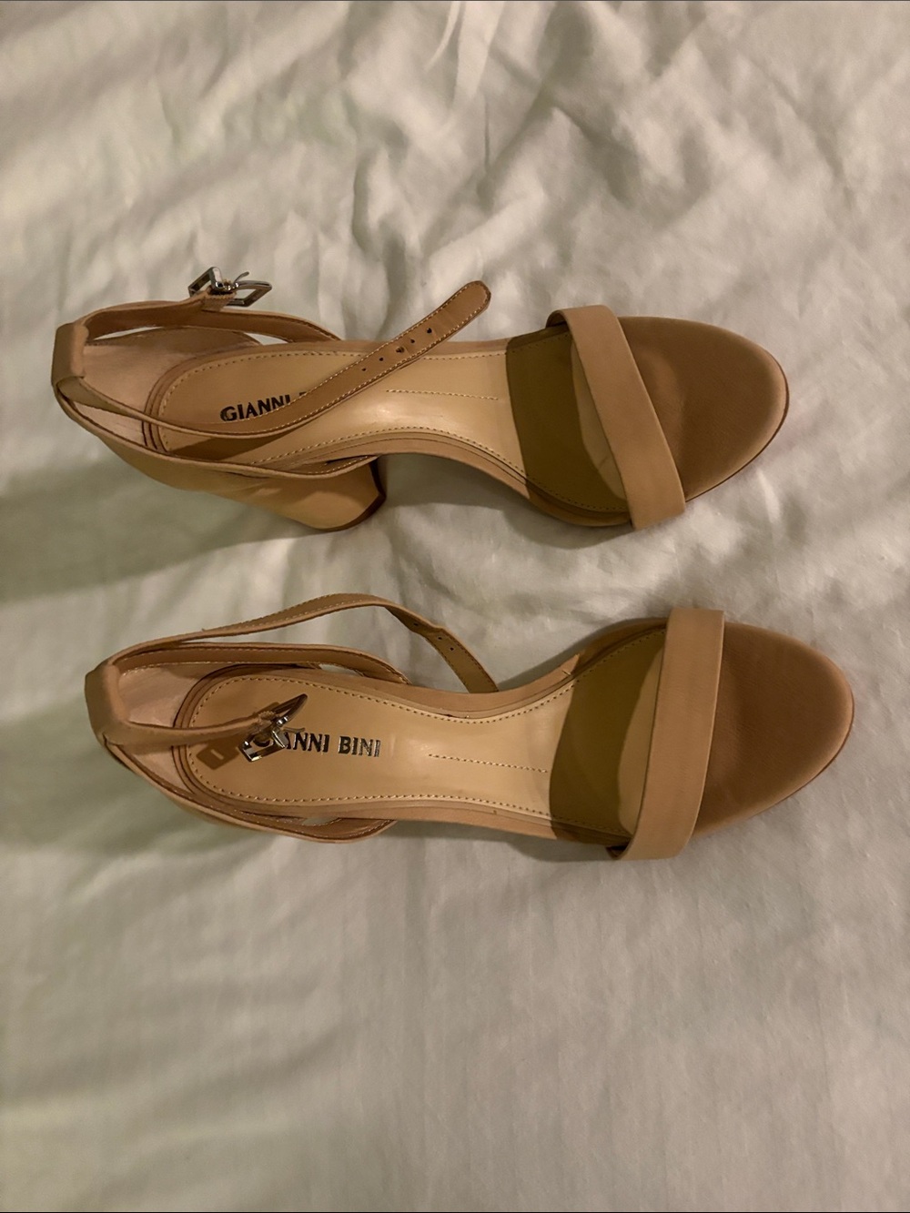 Gianni Bini Nude Tan Strappy Open-Toe Heels